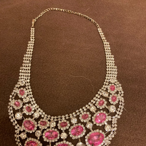 Pink and White Crystal Necklace and Earrings Set - Picture 4 of 4